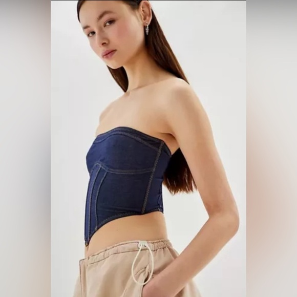 Urban Outfitters Out from Under Women's S Small Done up in Denim Corset Top NWT - Picture 1 of 11